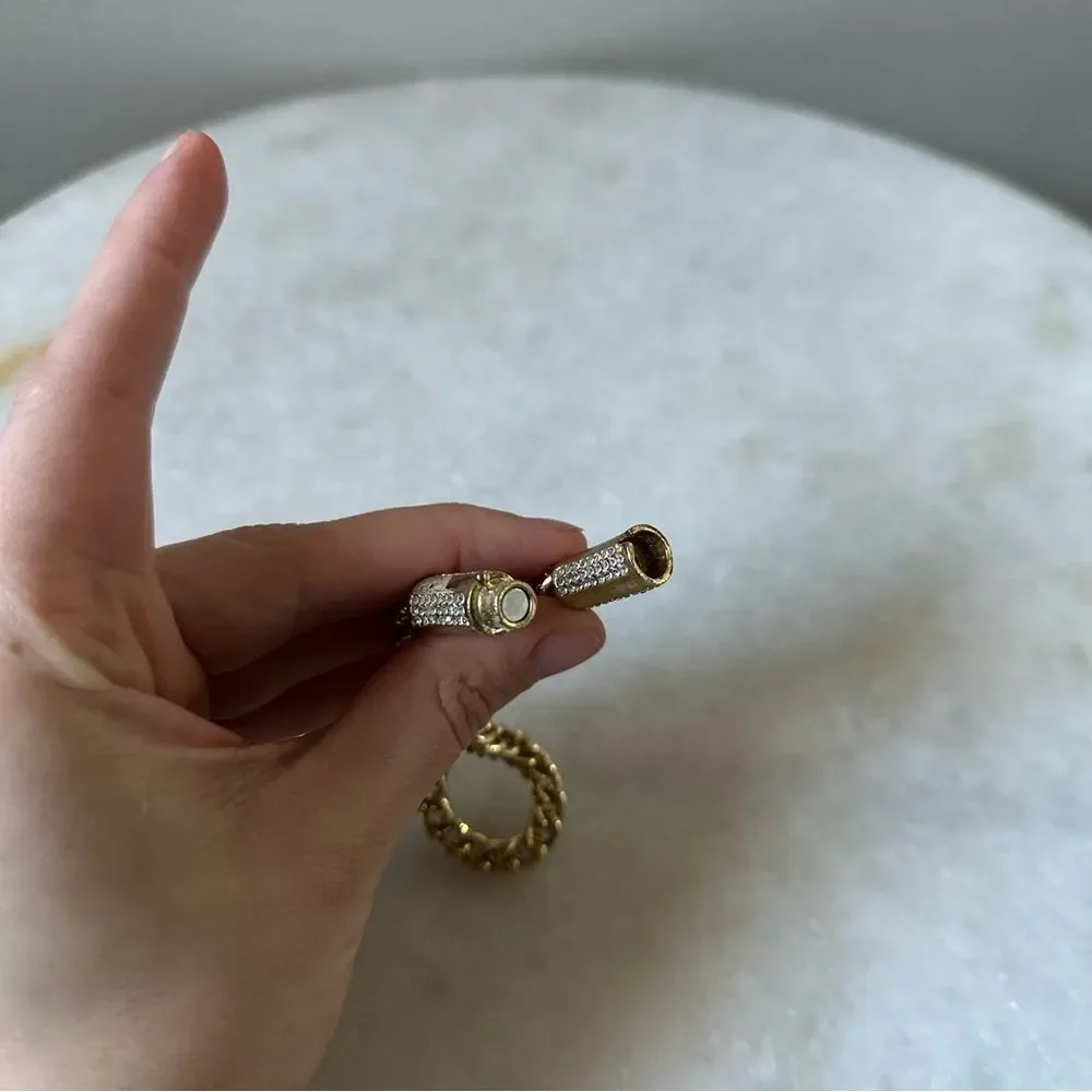 Chunky Link Gold Chain Bracelet with Magnetic Rhinestone Clasp Minimalist